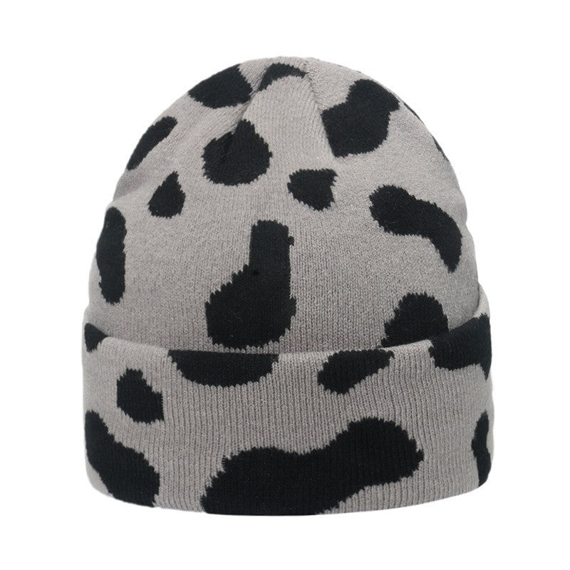 Wholesale Cute Leopard Print Cow Knitted Beanie